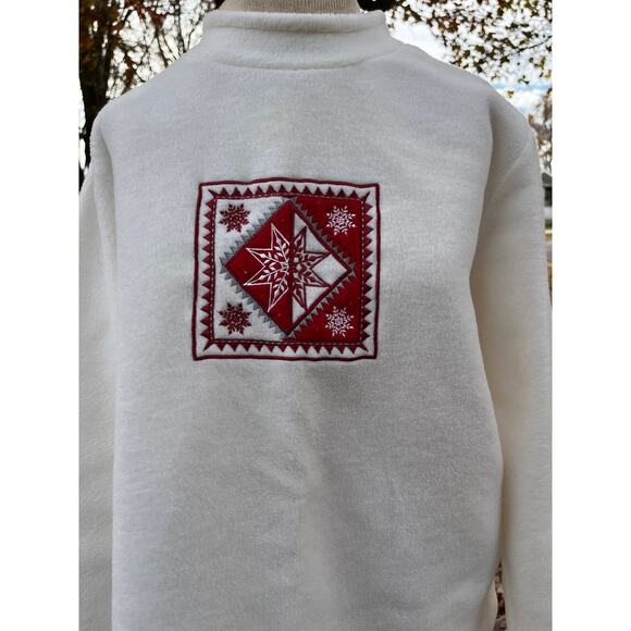 Vintage 1990s Croft & Barrow Sport White Snowflake Sweater Size Small Oversized - Picture 3 of 6